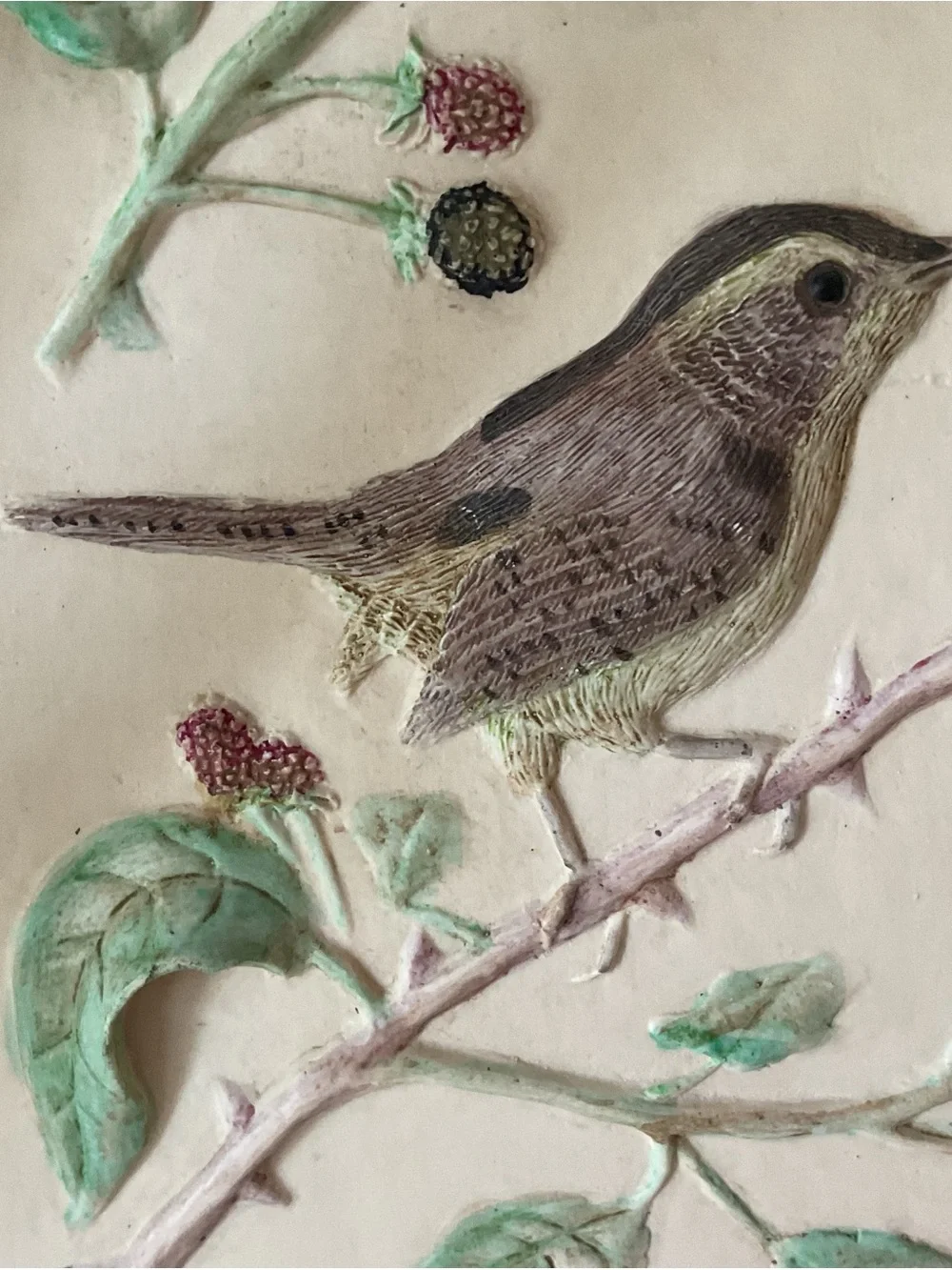 Hens-feathers Green and Cream Botanical Bird Wall Decor